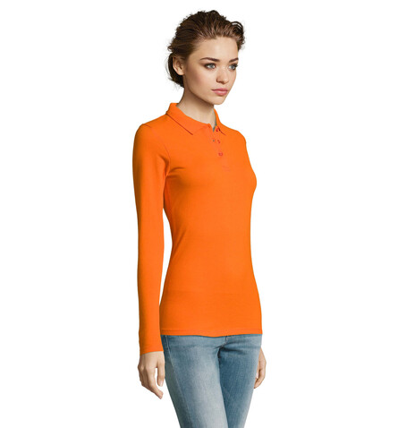 PERFECT DAMEN LSL POLO 180 - Orange bedrucken, Art.-Nr. S02083-OR-XL