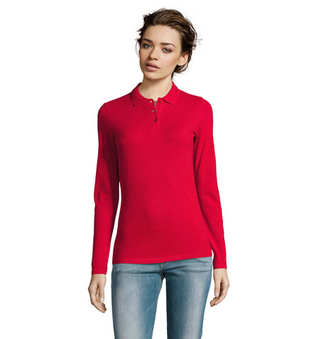 PERFECT DAMEN LSL POLO 180 - Red bedrucken, Art.-Nr. S02083-RD-M