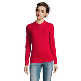 PERFECT DAMEN LSL POLO 180 - Red bedrucken, Art.-Nr. S02083-RD-XL