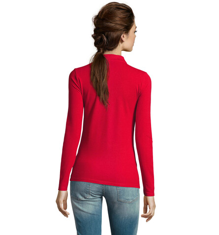 PERFECT DAMEN LSL POLO 180 - Red bedrucken, Art.-Nr. S02083-RD-M