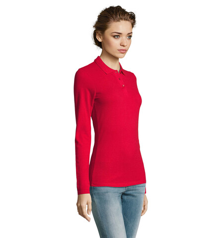PERFECT DAMEN LSL POLO 180 - Red bedrucken, Art.-Nr. S02083-RD-M