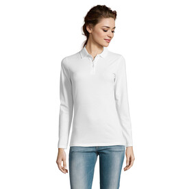 PERFECT DAMEN LSL POLO 180 - White bedrucken, Art.-Nr. S02083-WH-XXL