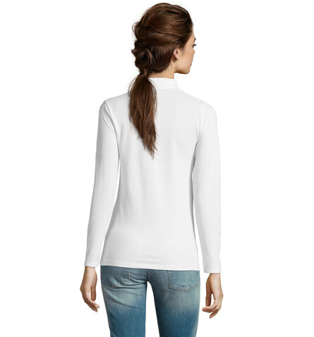PERFECT DAMEN LSL POLO 180 - White bedrucken, Art.-Nr. S02083-WH-3XL