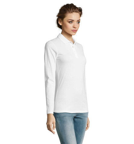 PERFECT DAMEN LSL POLO 180 - White bedrucken, Art.-Nr. S02083-WH-3XL