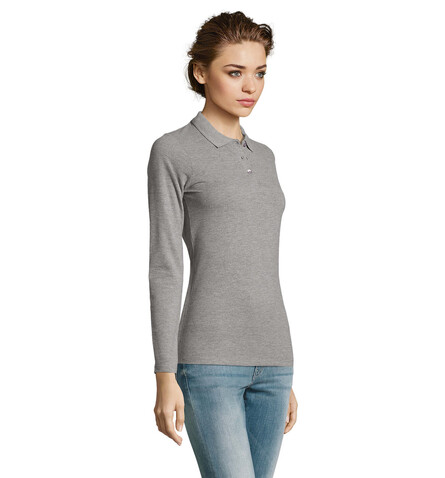 PERFECT DAMEN LSL POLO 180 - Grau-Melange 2 bedrucken, Art.-Nr. S02083-GY-XXL PERFECT DAMEN LSL POLO 180 - Grau-Melange 2 bedrucken, Art.-Nr. S02083-GY-XXL