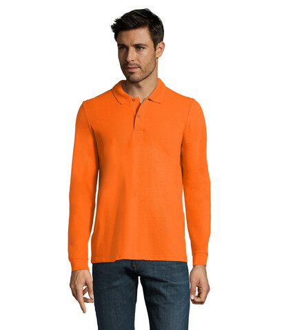 PERFECT MEN LSL POLO 180g - Orange bedrucken, Art.-Nr. S02087-OR-L PERFECT MEN LSL POLO 180g - Orange bedrucken, Art.-Nr. S02087-OR-L
