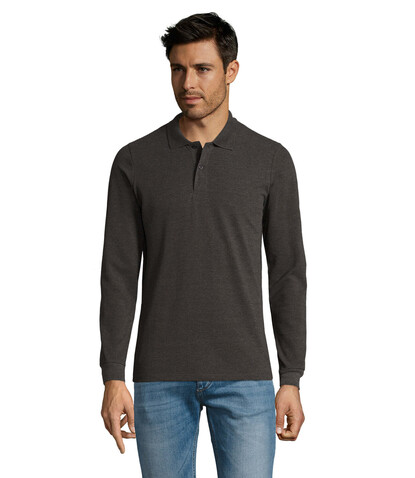 PERFECT MEN LSL POLO 180g - Charcoal Melange bedrucken, Art.-Nr. S02087-CE-S PERFECT MEN LSL POLO 180g - Charcoal Melange bedrucken, Art.-Nr. S02087-CE-S