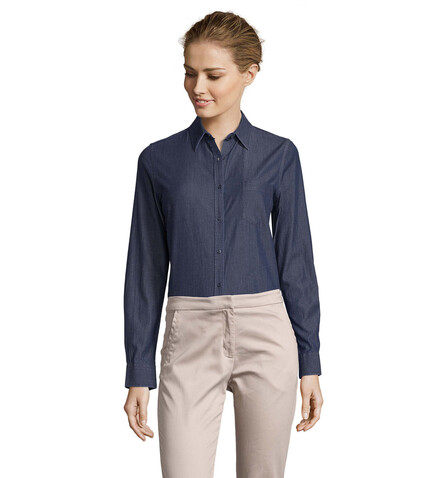 BARRY WOMEN DENIM SHIRT - Brut Denim bedrucken, Art.-Nr. S02101-EV-S