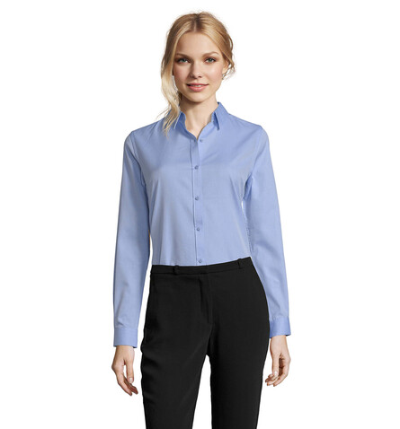 BRODY WOMEN HERINGBON SHIRT - Sky Blue bedrucken, Art.-Nr. S02103-SK-XS