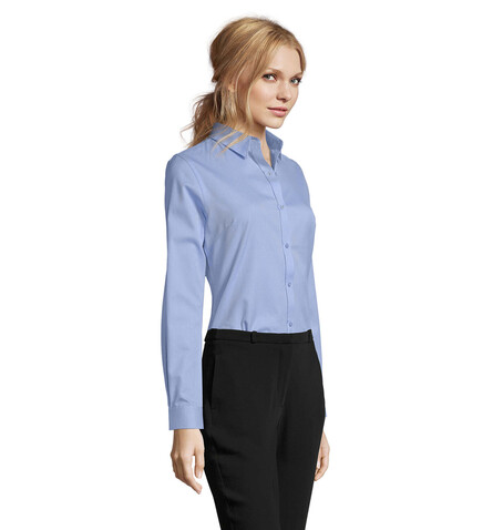 BRODY WOMEN HERINGBON SHIRT - Sky Blue bedrucken, Art.-Nr. S02103-SK-XS