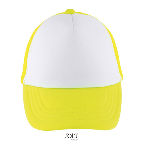 BUBBLE KIDS 5 PANEL CAP - White/Neon Yellow bedrucken, Art.-Nr. S03091-JQ-M