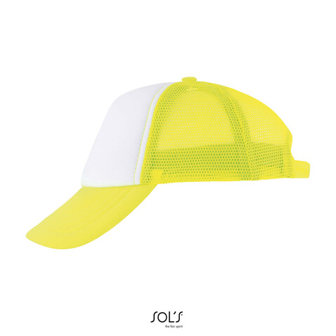 BUBBLE KIDS 5 PANEL CAP - White/Neon Yellow bedrucken, Art.-Nr. S03091-JQ-M