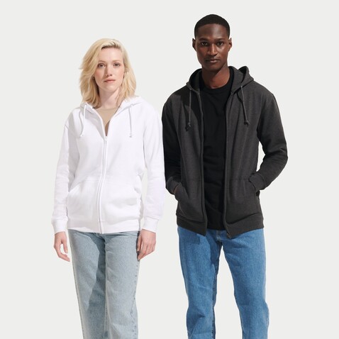 CARTER Full Zip Hoodie - Charcoal Melange bedrucken, Art.-Nr. S03812-CE-XL