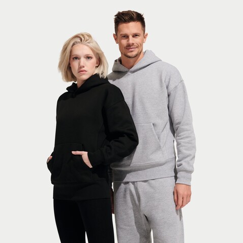 ORIGIN UNISEX HOODED SWEAT - Grau-Melange 2 bedrucken, Art.-Nr. S03991-GY-M