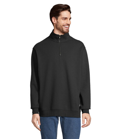 CONRAD Sweater Zip Kragen - Schwarz bedrucken, Art.-Nr. S04234-BK-XXL