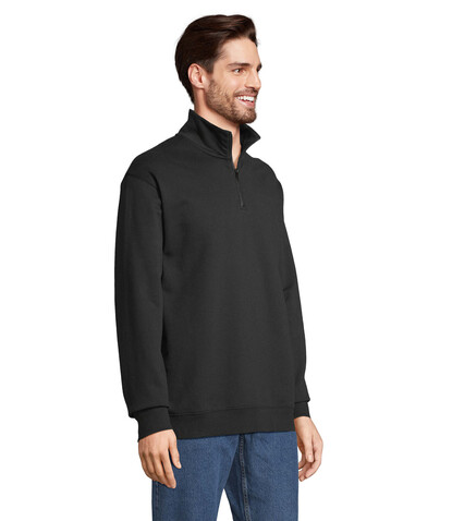 CONRAD Sweater Zip Kragen - Schwarz bedrucken, Art.-Nr. S04234-BK-XXL