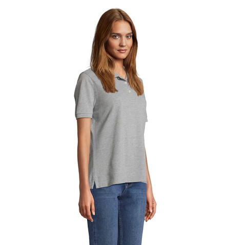 PACIFIC DAMEN POLO - Grau-Melange 2 bedrucken, Art.-Nr. S04440-GY-XL