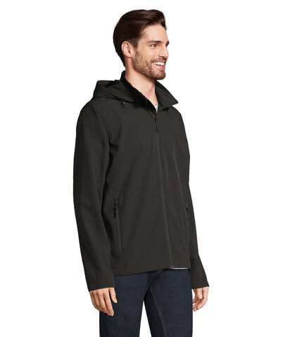 RACE HERREN-KAPUZENJACKE - Schwarz bedrucken, Art.-Nr. S04447-BK-L