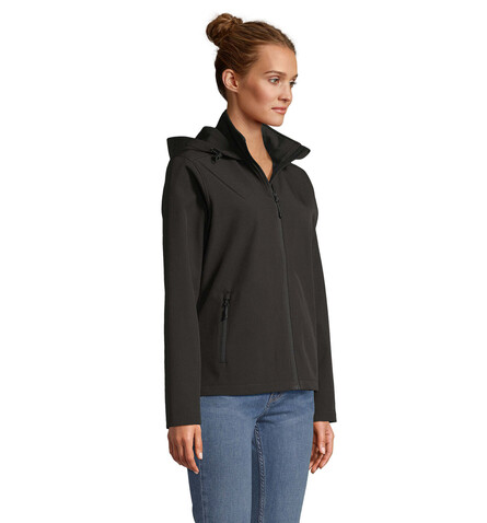 RACE DAMEN-KAPUZENJACKE - Schwarz bedrucken, Art.-Nr. S04448-BK-S RACE DAMEN-KAPUZENJACKE - Schwarz bedrucken, Art.-Nr. S04448-BK-S