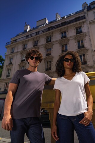 REGENT V V-NECK T-SHIRT - Dunkelgrau bedrucken, Art.-Nr. S04765-DG-L