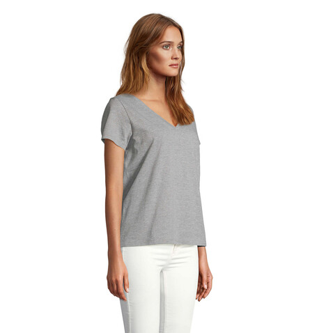REGENT V T-SHIRT WOMEN - Graue Melange bedrucken, Art.-Nr. S04766-GM-L