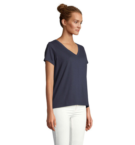 REGENT V T-SHIRT WOMEN - French Navy bedrucken, Art.-Nr. S04766-FN-L