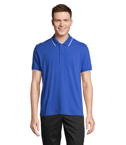 PALERMO POLO-SHIRT - Königsblau/Weiß bedrucken, Art.-Nr. S04769-RW-M