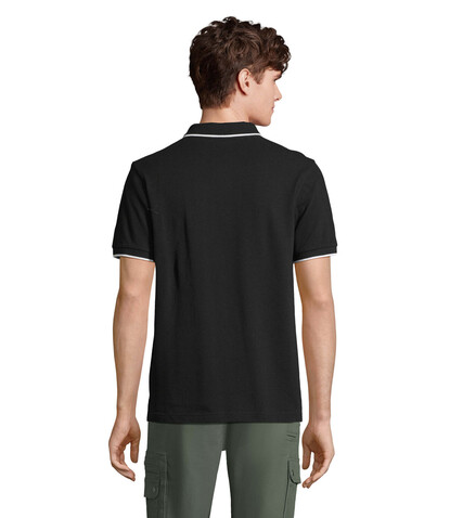 PALERMO POLO-SHIRT - Schwarz / Weiß bedrucken, Art.-Nr. S04769-BC-3XL