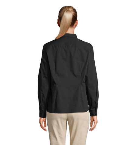 BAILEY WOMEN POPLIN SHIRT - Schwarz bedrucken, Art.-Nr. S04771-BK-M
