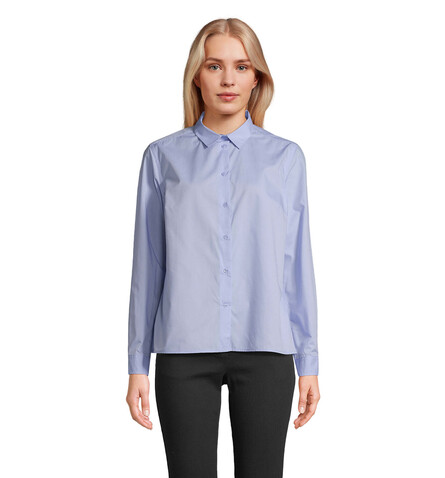BAILEY WOMEN POPLIN SHIRT - Sky Blue bedrucken, Art.-Nr. S04771-SK-XL