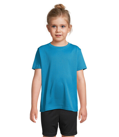SPRINT KIDS SPORTS T-SHIRT - Aqua bedrucken, Art.-Nr. S04773-AQ-L