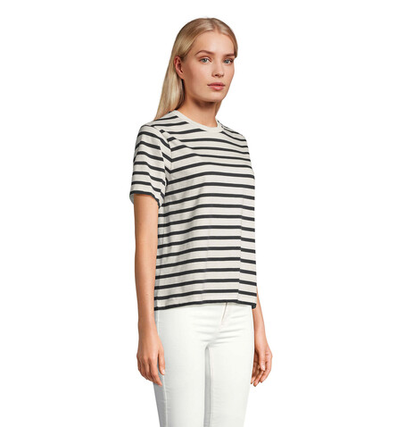 LEGEND DAMEN-T-SHIRT - Off White| Navy bedrucken, Art.-Nr. S04776-AZ-M