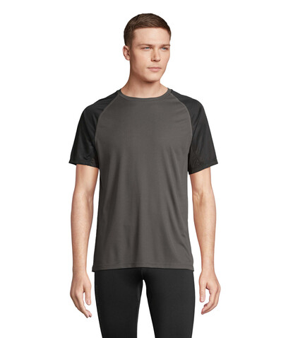VORTEX RAGLAN T-SHIRT - Black/Charcoal Grey bedrucken, Art.-Nr. S04787-BI-XL