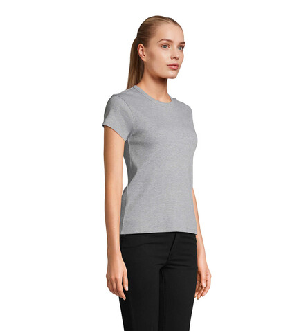 SARA WOMEN'S RIBBED T-SHIRT - Hellgrau Melange bedrucken, Art.-Nr. S04814-DH-S