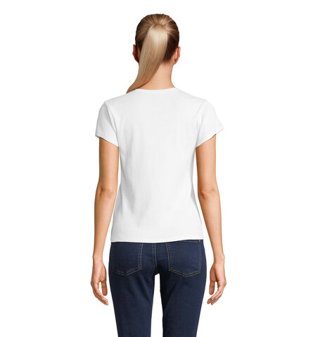 SARA WOMEN'S RIBBED T-SHIRT - White bedrucken, Art.-Nr. S04814-WH-M