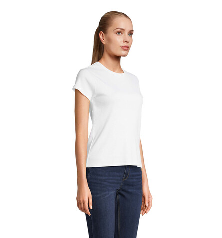 SARA WOMEN'S RIBBED T-SHIRT - White bedrucken, Art.-Nr. S04814-WH-M