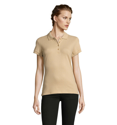 PEOPLE DAMEN POLO 210g - Sand bedrucken, Art.-Nr. S11310-SA-L