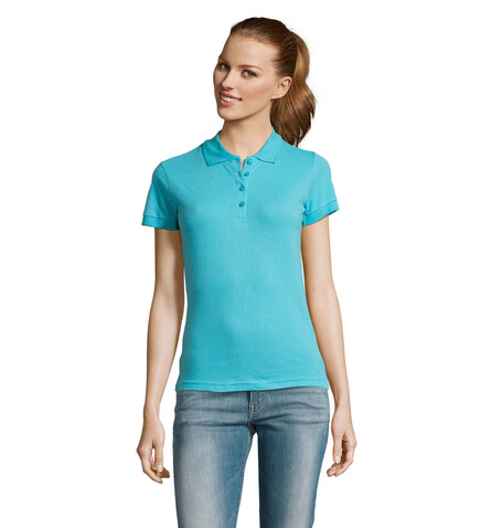PASSION DAMEN POLO 170g - Atoll-Blau bedrucken, Art.-Nr. S11338-AL-M