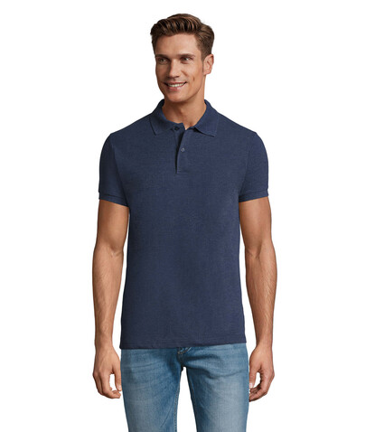 PERFECT MEN Polo 180g - Heather Denim bedrucken, Art.-Nr. S11346-HD-L