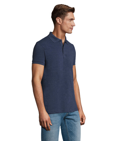 PERFECT MEN Polo 180g - Heather Denim bedrucken, Art.-Nr. S11346-HD-L