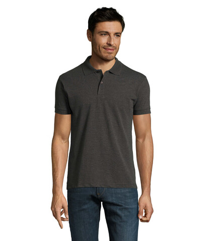 PERFECT MEN Polo 180g - Charcoal Melange bedrucken, Art.-Nr. S11346-CE-XXL