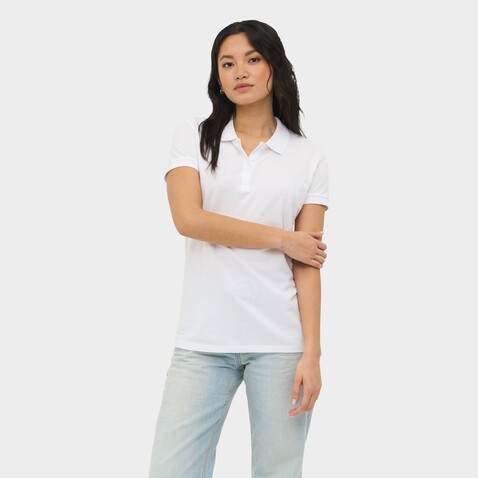 PERFECT DAMEN POLO 180g - White bedrucken, Art.-Nr. S11347-WH-S