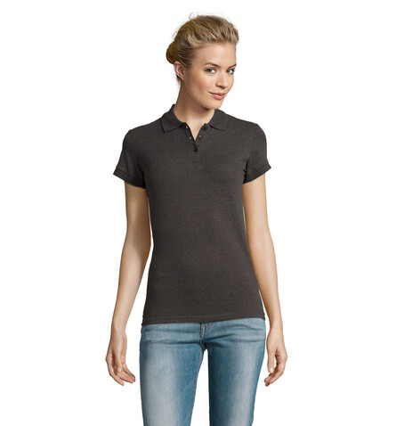 PERFECT DAMEN POLO 180g - Charcoal Melange bedrucken, Art.-Nr. S11347-CE-XL
