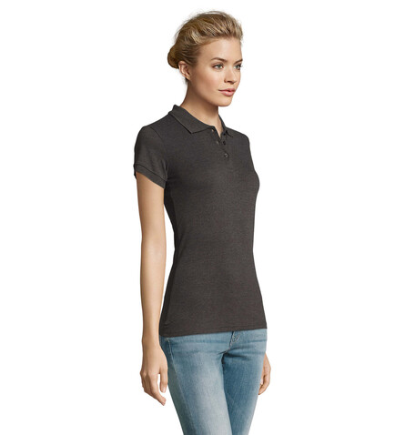 PERFECT DAMEN POLO 180g - Charcoal Melange bedrucken, Art.-Nr. S11347-CE-XL