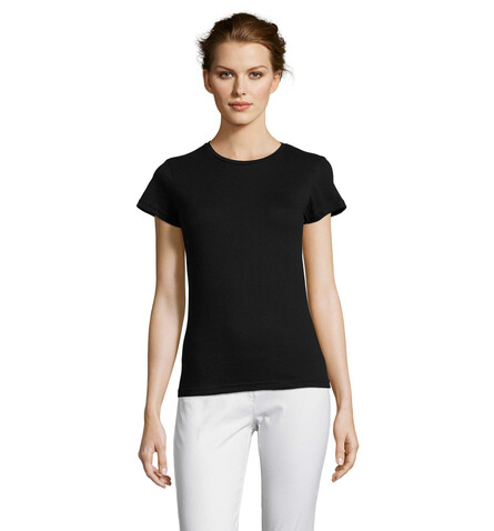 MISS DAMENT-SHIRT 150g - Deep Black bedrucken, Art.-Nr. S11386-DB-L