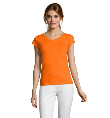 MOON DAMENT-SHIRT 150g - Orange bedrucken, Art.-Nr. S11388-OR-3XL MOON DAMENT-SHIRT 150g - Orange bedrucken, Art.-Nr. S11388-OR-3XL