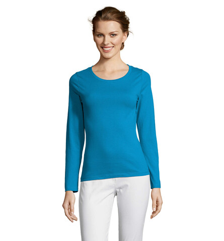 MAJESTIC DAMENT-SHIRT 150g - Aqua bedrucken, Art.-Nr. S11425-AQ-S