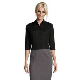 EFFECT STRETCH WOMEN SHIRT - Schwarz bedrucken, Art.-Nr. S17010-BK-XXL