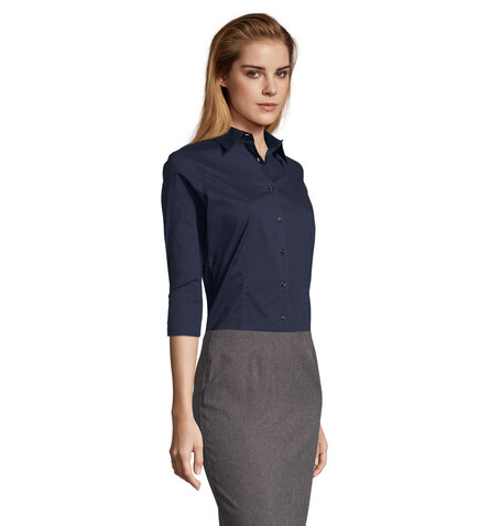 EFFECT STRETCH WOMEN SHIRT - Dark Blue bedrucken, Art.-Nr. S17010-EF-S