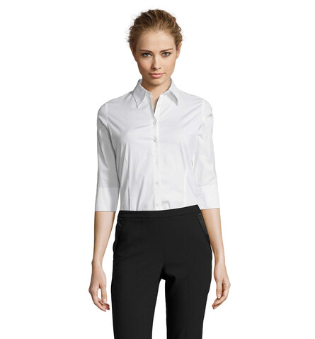 EFFECT STRETCH WOMEN SHIRT - White bedrucken, Art.-Nr. S17010-WH-M EFFECT STRETCH WOMEN SHIRT - White bedrucken, Art.-Nr. S17010-WH-M